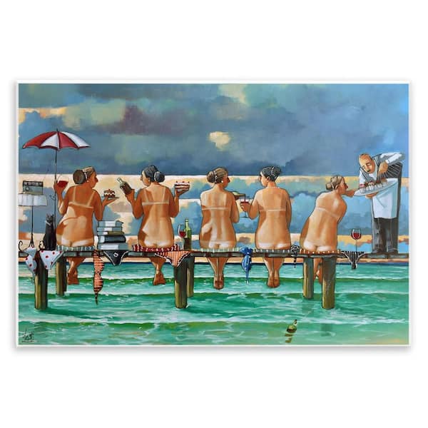 Stupell Industries Women on Dock with Tan Lines by Ronald West 1 Piece Unframed People Graphic Art Print 19 in. x 13 in.
