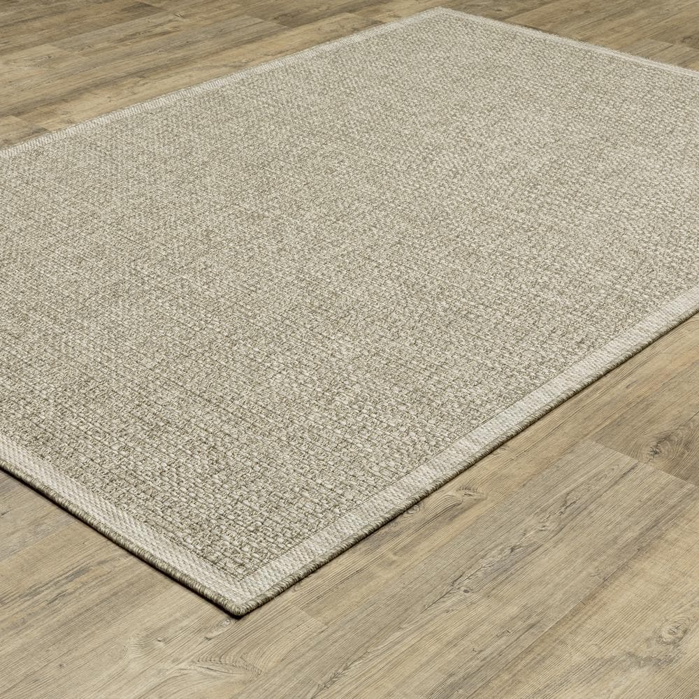 Thrasher Beige 3 ft. x 5 ft. Border Solid Polypropylene Indoor/Outdoor Area Rug price history on PriceWatchPro