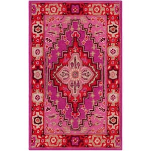 Bellagio Red/Pink 3 ft. x 4 ft. Border Area Rug