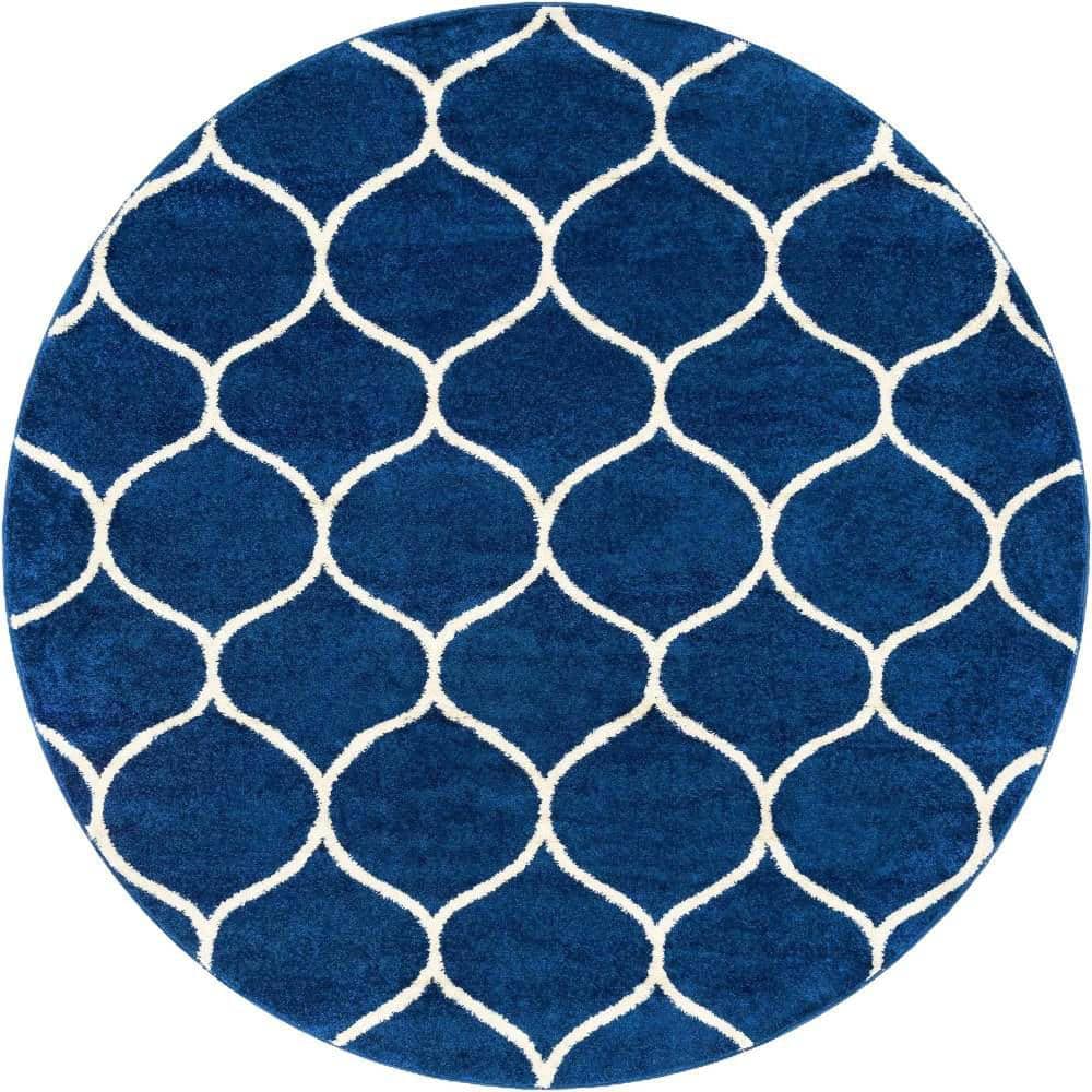 Trellis Frieze Rounded Navy Blue 6 ft. x 6 ft. Area Rug price history on PriceWatchPro