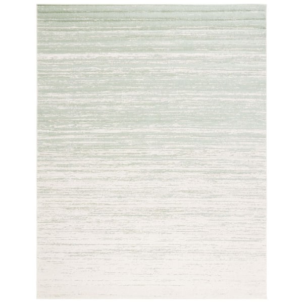 Adirondack Sage/Ivory 9 ft. x 12 ft. Solid Color Striped Area Rug