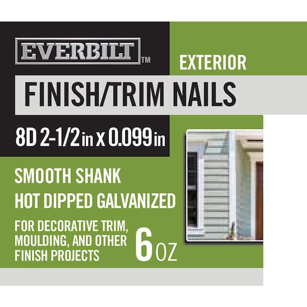 Everbilt 8d 2 1 2 In Finish Trim Nails Hot Dipped Galvanized 6 Oz