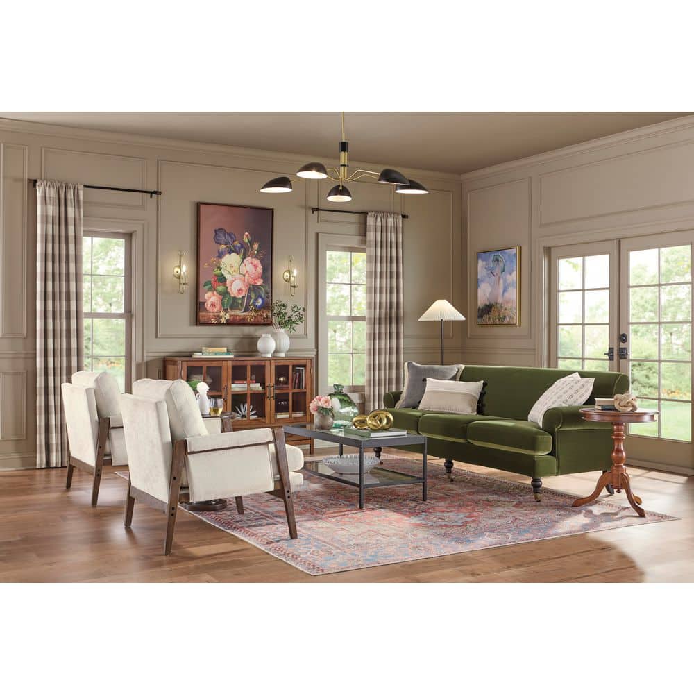 Alana 88" Olive Green Velvet Lawson Sofa with Removable Cushions