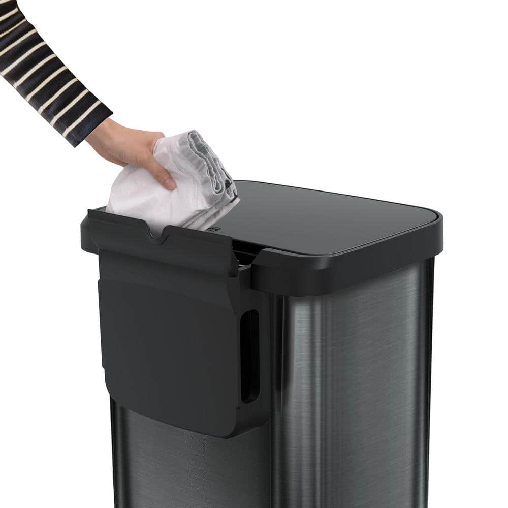 Gray Stainless Steel Step Trash Can with Pedal and Odor Protection