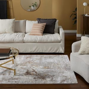 Luxe Opaline Bold Marble Taupe 8 ft. x 10 ft. Area Rug