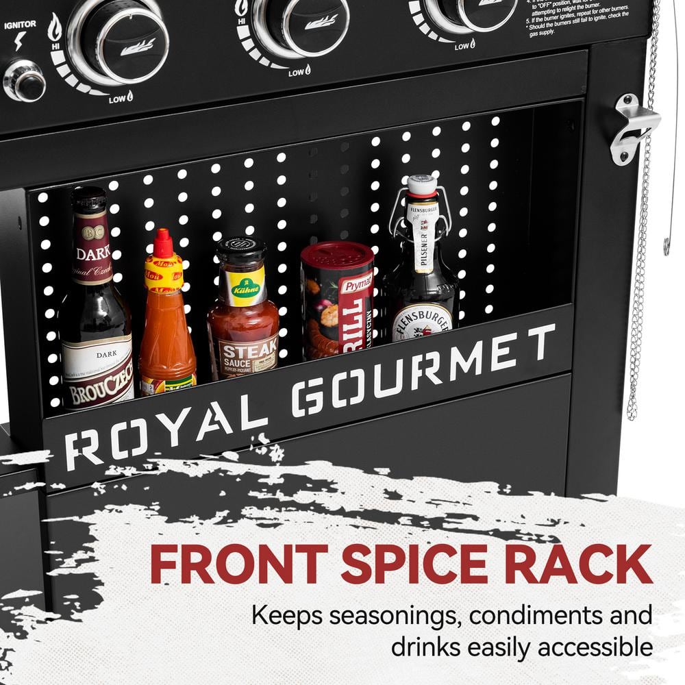 Royal Gourmet 44-Inch Black Stainless Steel 6-Burner Propane Gas Grill Griddle