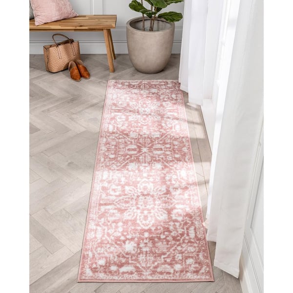 Dazzle Disa Vintage Distressed Oriental Medallion Blush 2 ft. 3 in. x 7 ft. 3 in. Runner Rug