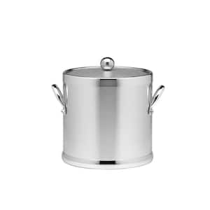 Americano 3 Qt. Brushed Chrome Ice Bucket and Lid, Metal Side Handles