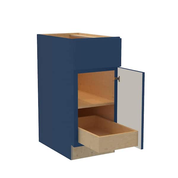 Home Decorators Collection Hargrove 18 in. W x 24 in. D x 34.5 in. H Assembled Plywood Base Kitchen Cabinet in Vessel Blue with 1ROT Soft Close RH