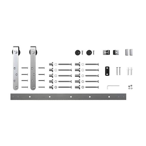 American Pro Decor 6 ft. Stainless Steel Mini Sliding Rolling Barn Door Hardware Kit for Single Furniture Wood Doors