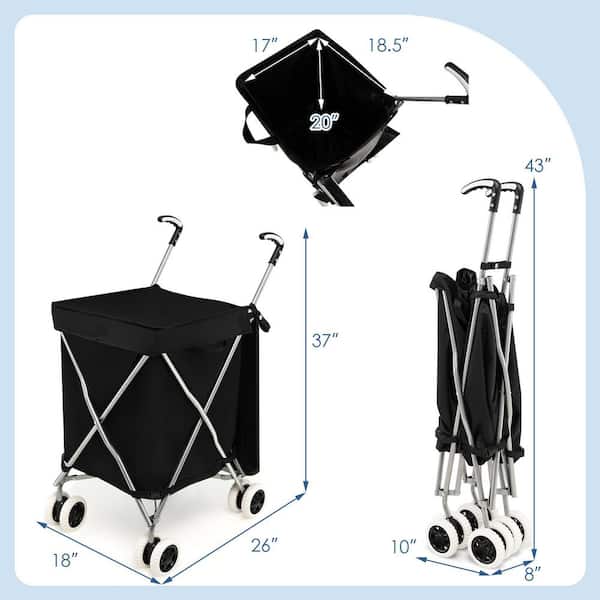 Costway Folding Shopping Cart Utility w/Water-Resistant Removable