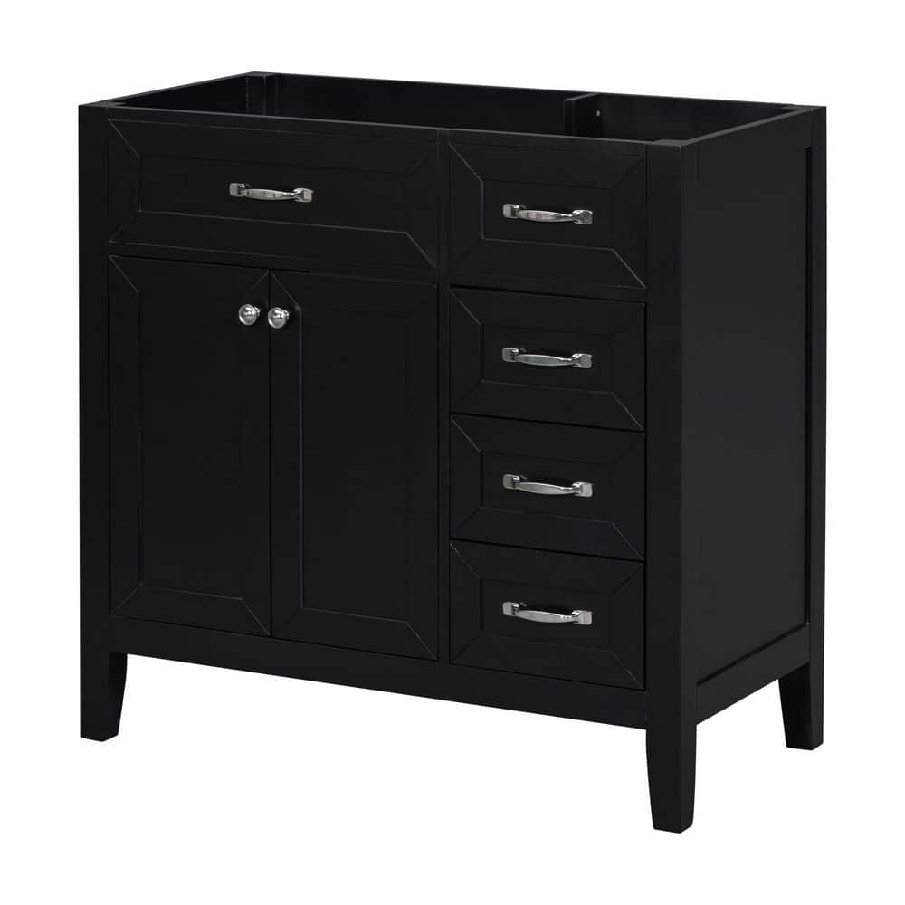 35.5 in. W x 17.7 in. D x 35 in. H Freestanding Bath Vanity Cabinet without Top in Black with 3 Drawers price history on PriceWatchPro