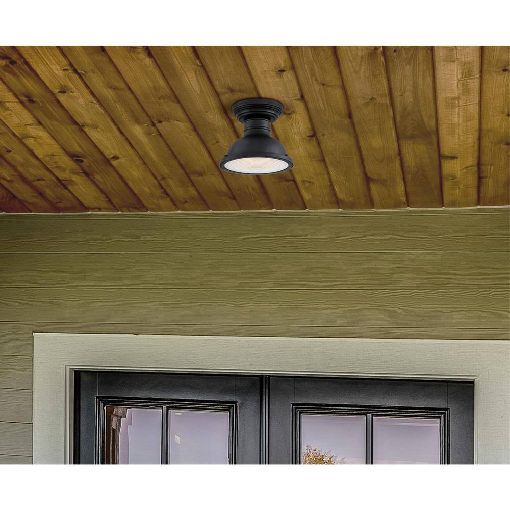 Orson Black Glass LED Vintage-Style Outdoor Flush Mount
