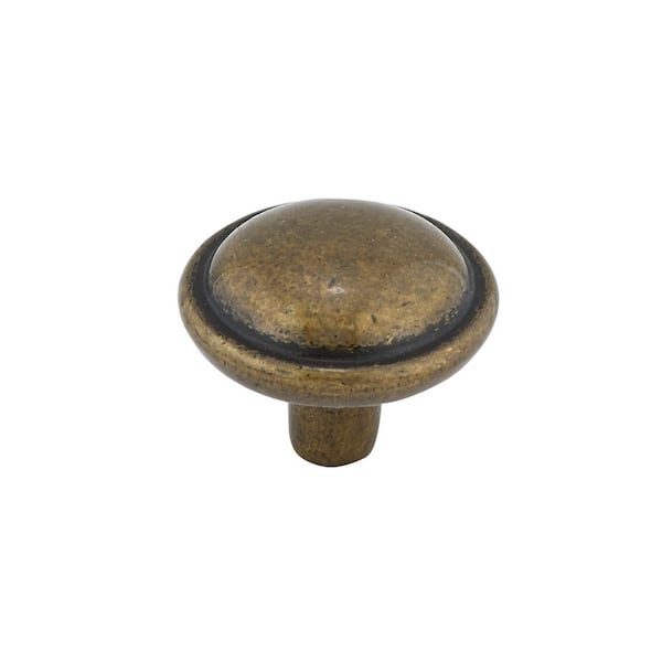 Richelieu Hardware 1-1/8 in. (28 mm) Burnished Brass Traditional Cabinet Knob