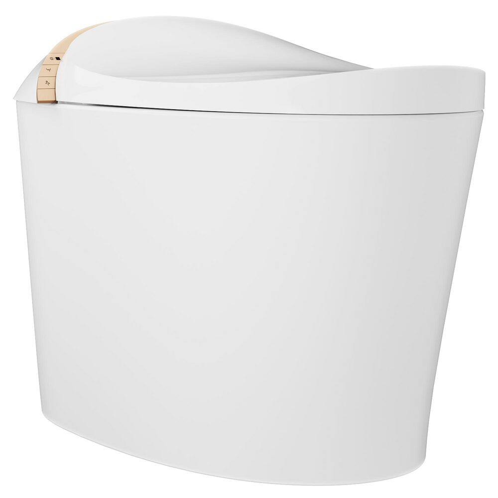White Elongated Smart Bidet Toilet with Heated Seat and Wireless Remote