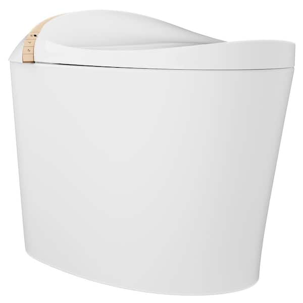 Tankless Elongated Smart Toilet Bidet 1.1/1.45 GPF in White with Auto Close/Flush, UV Sterilization, Warm Water, Dryer