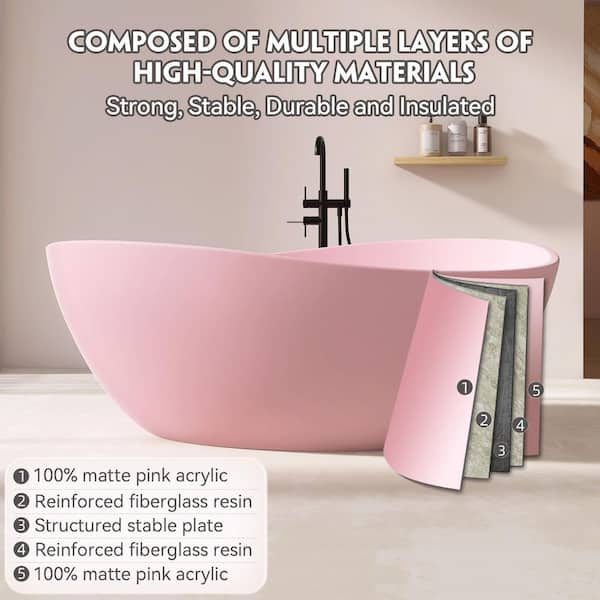 Zeafive 63 in. x 38 in. Acrylic Freestanding Soaking Bathtub