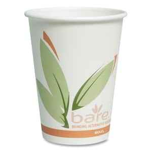 Bare Eco-Forward Green/White/Beige 12 oz. Recycled Content Disposable Paper Cups, Hot Drinks (1000 Per Case)