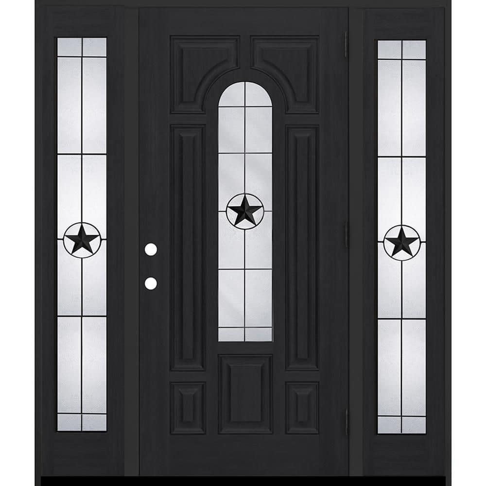 Regency 68 in. x 80 in. CenterLite Alamo Glass LHOS Onyx Mahogany Fiberglass Prehung Front Door w/14in-Full SLs 4-9/16 price history on PriceWatchPro