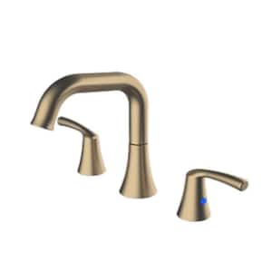 8 in. Widespread Double-Handle Bathroom Faucet with Pop-Up Drain in Brushed Gold