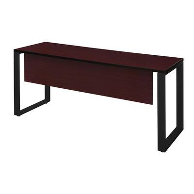 Caranna 72 in. x 24 in. Mahogany/Black Training Table with Modesty Panel