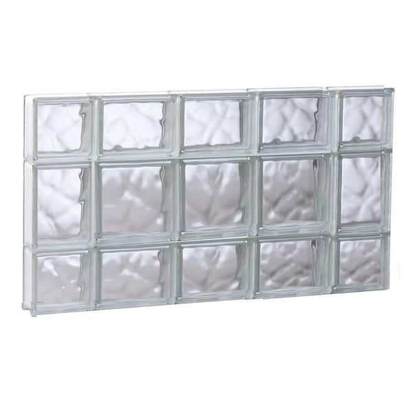 Clearly Secure 34.75 in. x 19.25 in. x 3.125 in. Frameless Wave Pattern Non-Vented Glass Block Window