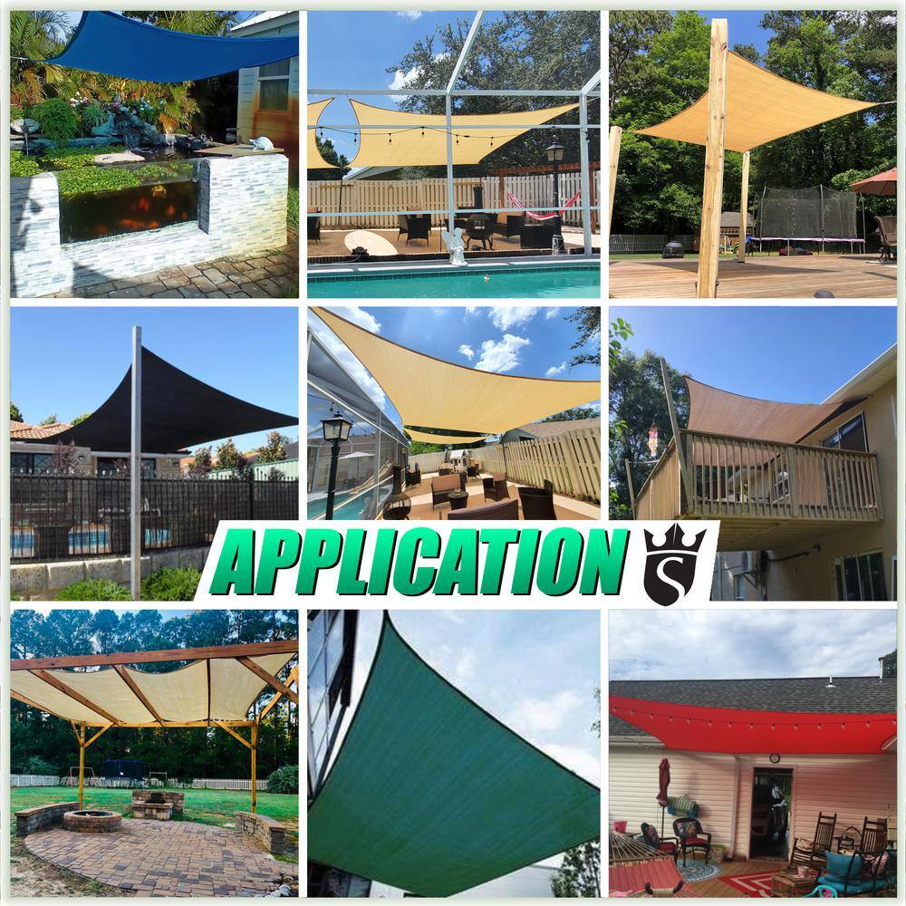 Beige 12' x 16' HDPE Rectangle Sun Shade Sail with Stainless Steel D Rings