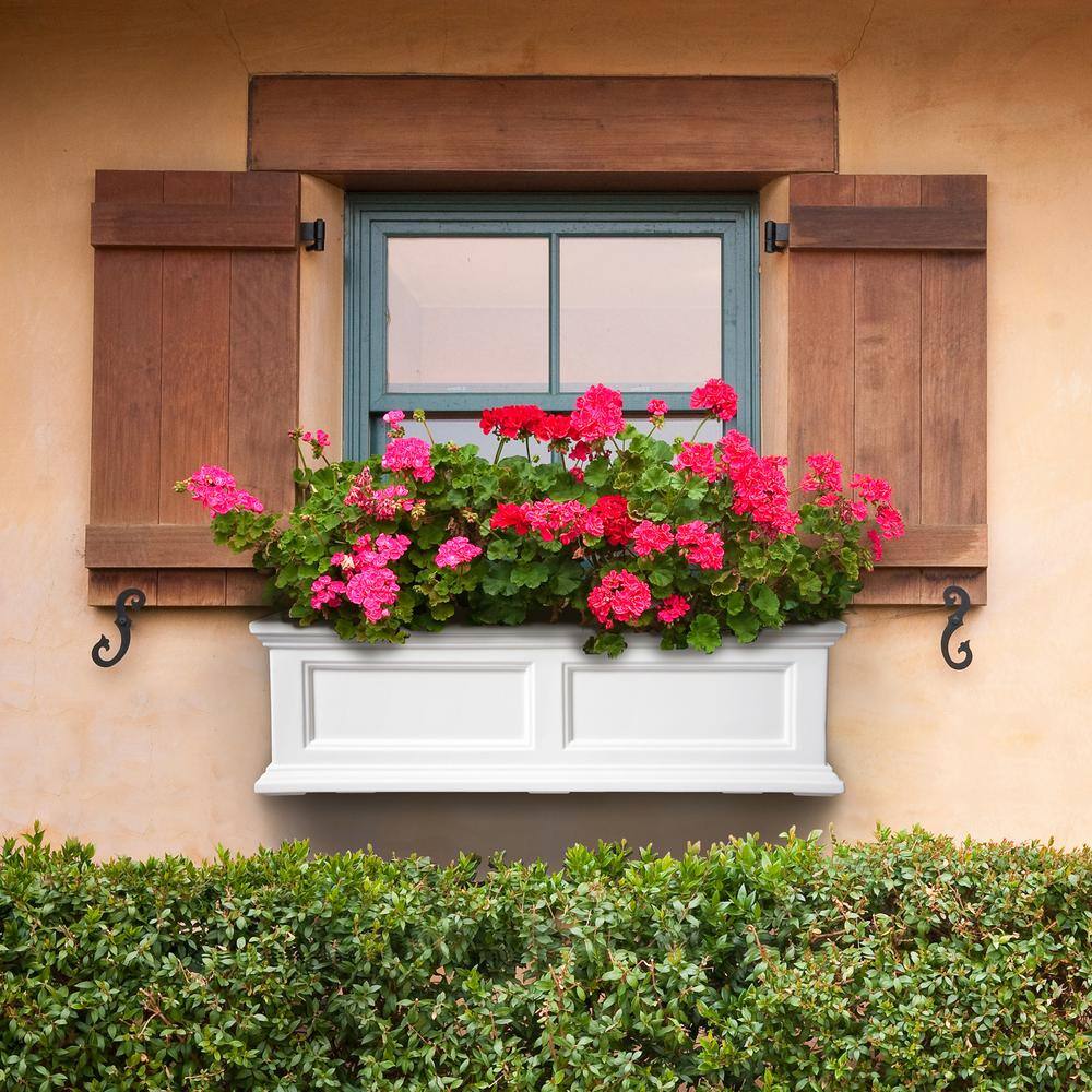 White 36" Traditional Resin Self-Watering Window Box Planter