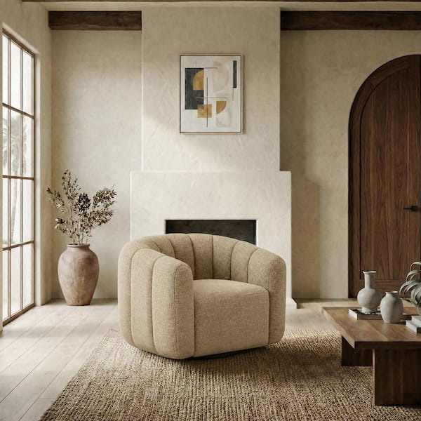 Demetri Brown Chenille Arm Chair with Swivel