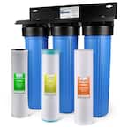 3-Stage Whole House Water Filtration System with Sediment, KDF+GAC and Carbon Block Whole House Water Filters
