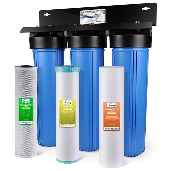 ISPRING 3-Stage Whole House Water Filtration System with Sediment, KDF+GAC and Carbon Block Whole House Water Filters