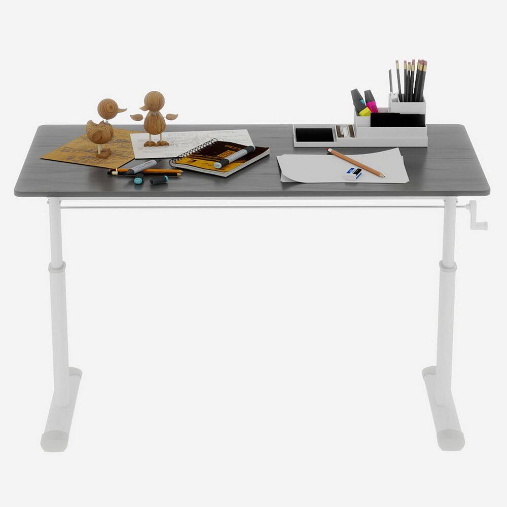 Dunford 47.24 in. Rectangle Grey+White Wood and Metal Adjustable Office Desk Computer Tables