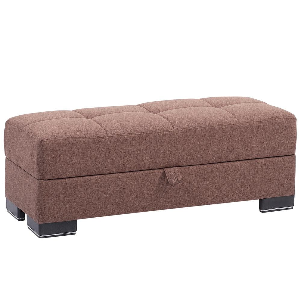 Ottomanson Basics Light Brown Ottoman With Storage BSC12O The Home