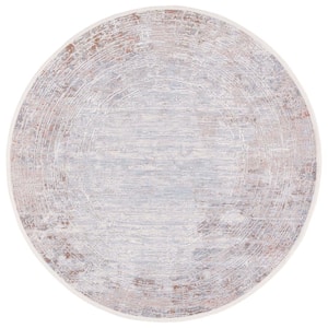 Marmara Beige/Blue Rust 7 ft. x 7 ft. Round Solid Abstract Area Rug