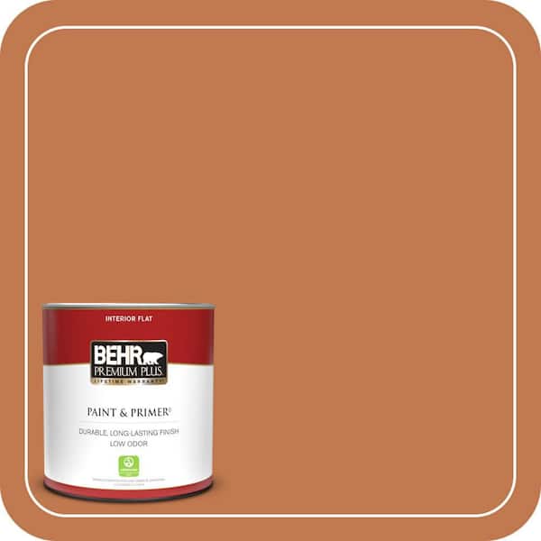 BEHR PREMIUM PLUS 1 qt. #240D-6 Chivalry Copper Flat Low Odor Interior Paint & Primer