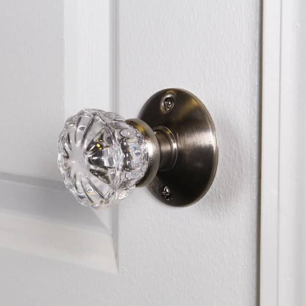 Defiant 2 in. Satin Nickel Victorian Glass Knob Passage Set 70412 - The  Home Depot