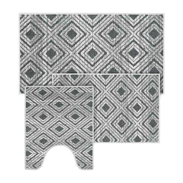 SUSSEXHOME Geometric Gray 44 in. x 24 in. and 31.5 in. x 20 in