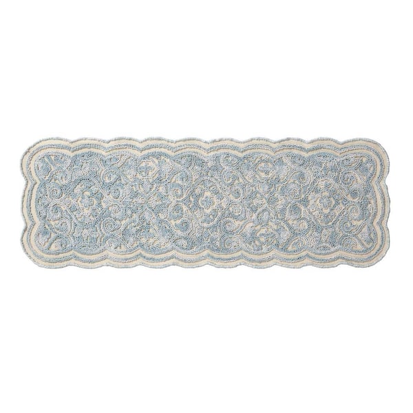 Freya 2 ft. x 5 ft. Mineral Blue Floral Area Rug