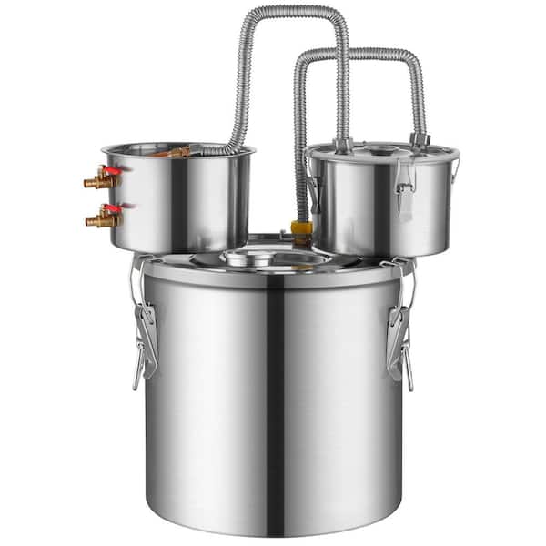 VEVOR Alcohol Still, 8 Gal. Stainless Steel Water Alcohol Distiller with Copper Coil for Fast Cooling in Silver