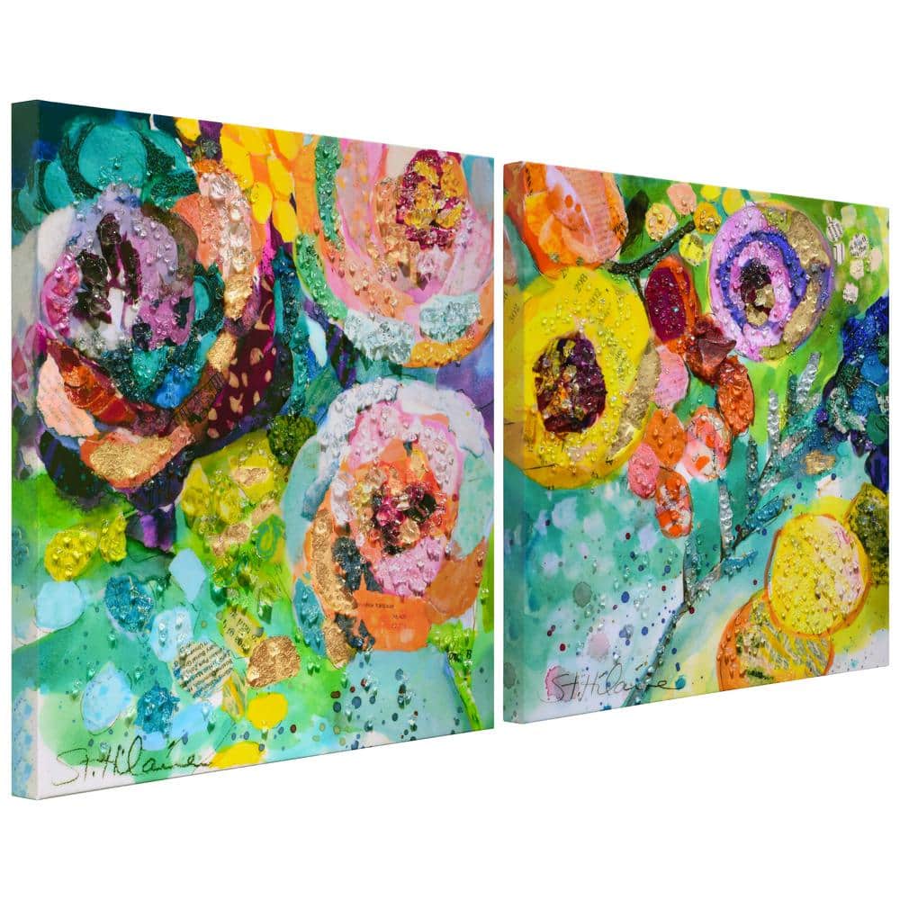 Floral Radiance I & II Colorful Abstract Canvas Wall Art Set