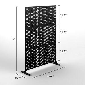 6.5 ft. H x 4 ft. W Patio Laser Cut Metal Privacy Screen in Black