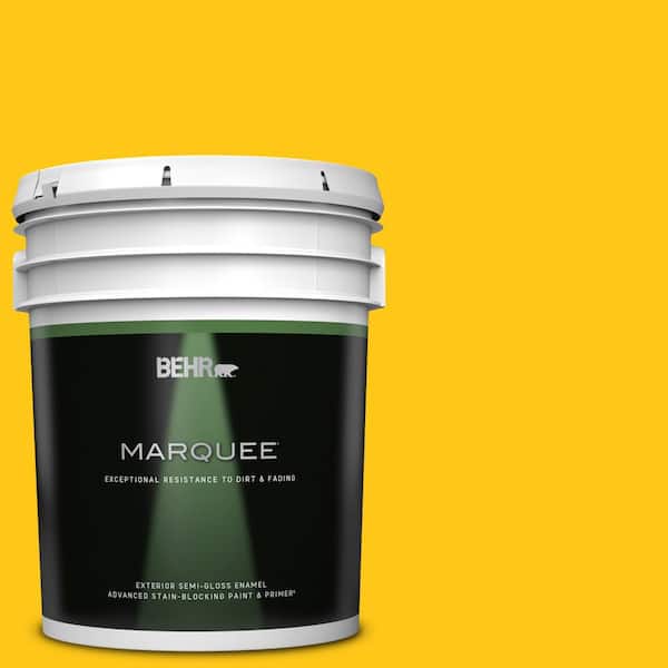 BEHR MARQUEE 5 gal. #P300-7 Unmellow Yellow Semi-Gloss Enamel Exterior Paint & Primer