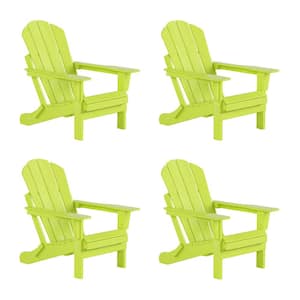 DECO Lime Folding Poly Outdoor Adirondack Chair (Set of 4)