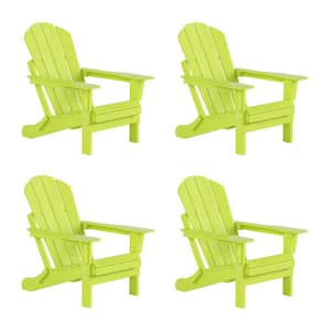 Laguna 4-Pack Fade Resistant Outdoor Patio HDPE Poly Plastic Classic Folding Adirondack Chairs in Lime