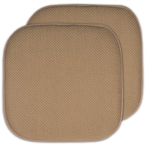 Honeycomb Memory Foam Square 16 in. x 16 in. Non-Slip Indoor/Outdoor Chair Seat Cushion, Taupe (2-Pack)