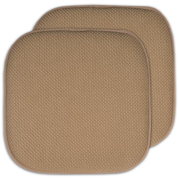 Sweet Home Collection Honeycomb Memory Foam Square 16 in. x 16 in. Non-Slip Indoor/Outdoor Chair Seat Cushion, Taupe (2-Pack)