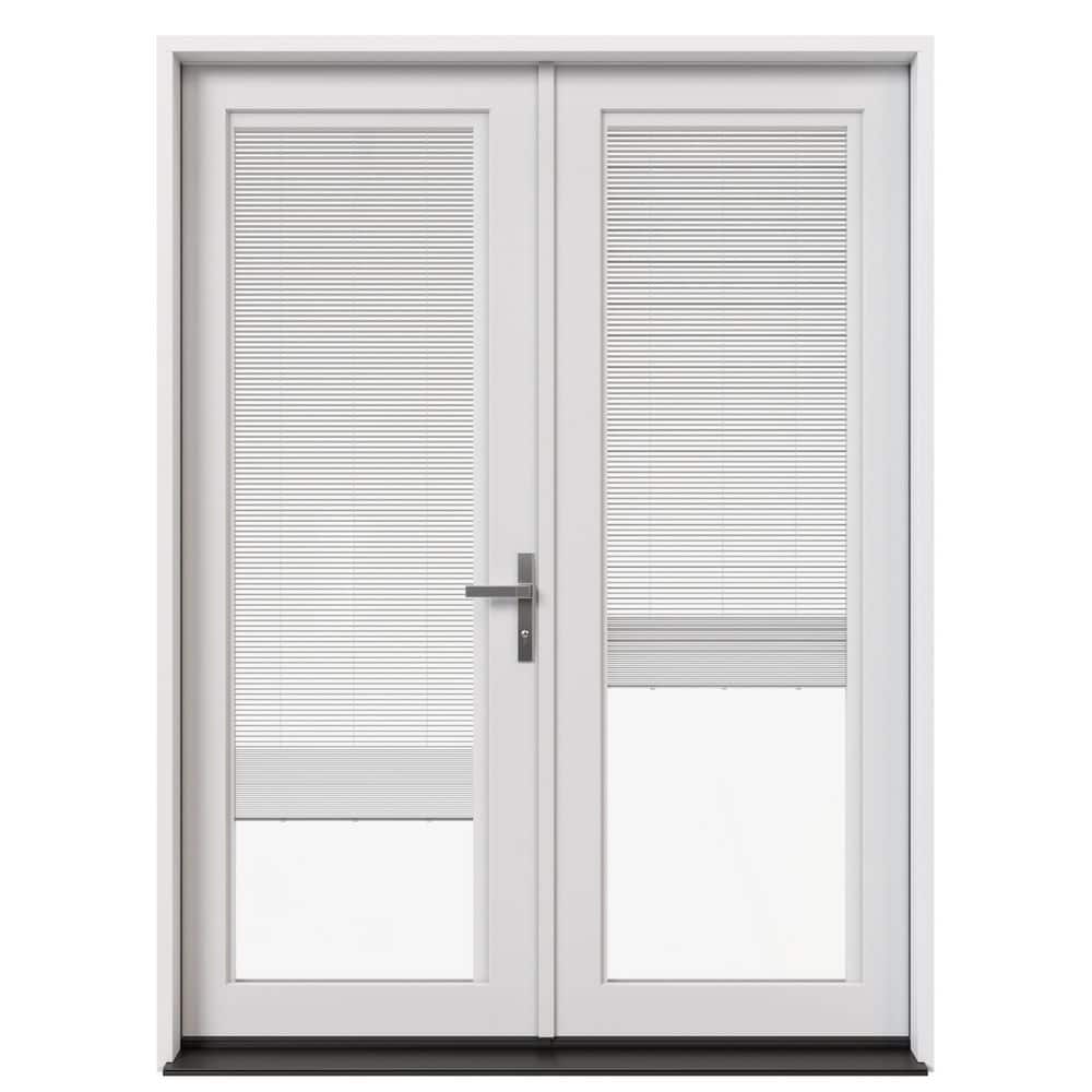 60 in. x 80 in. Left-Hand/Inswing Primed Fiberglass French Patio Door w/ Low-E Glass, Blinds & Nickel Handle price history on PriceWatchPro
