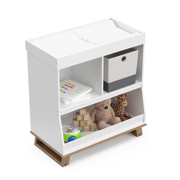 Storkcraft Modern White with Vintage Driftwood Changing Table with