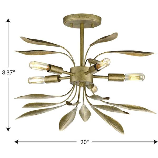 Mariposa Collection 5-Light Antique Gold Luxe Hanging Pendant Light