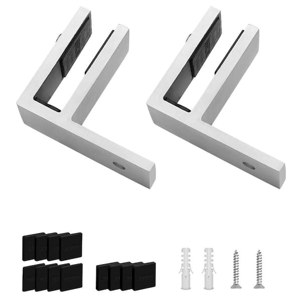Angel Sar Stainless Steel F Shape Railing Glass Clip Holder, Marine Grade Railing Wall to Glass Clamp for Fence Glass (2-Piece)